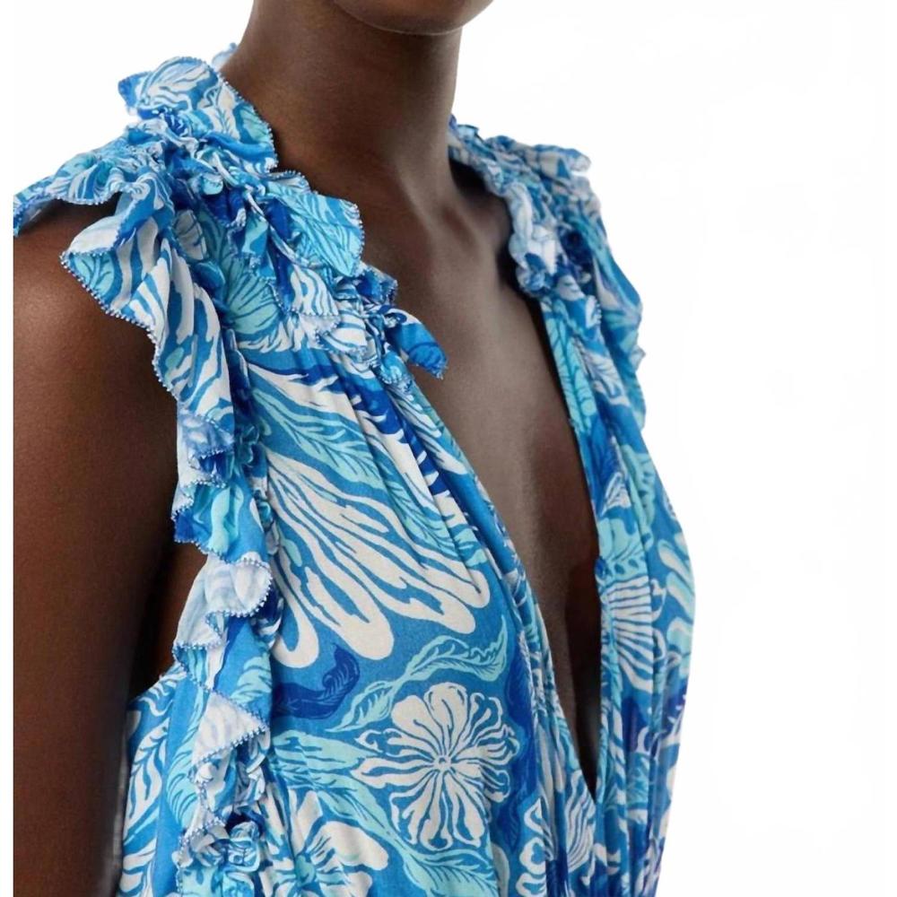 NEW POUPETTE ST BARTH women's long jumpsuit in blue tiger lily - Picture 3 of 3